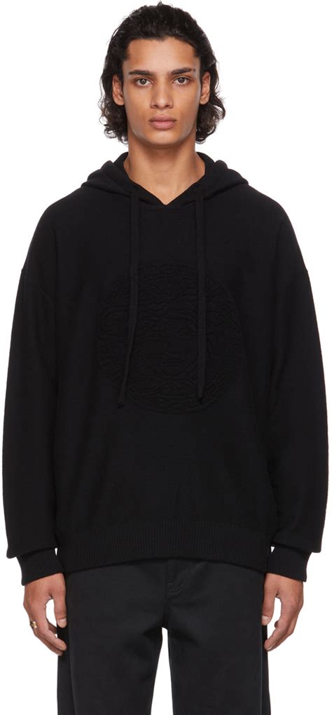 Versace: Black Wool & Cashmere Medusa Hoodie 